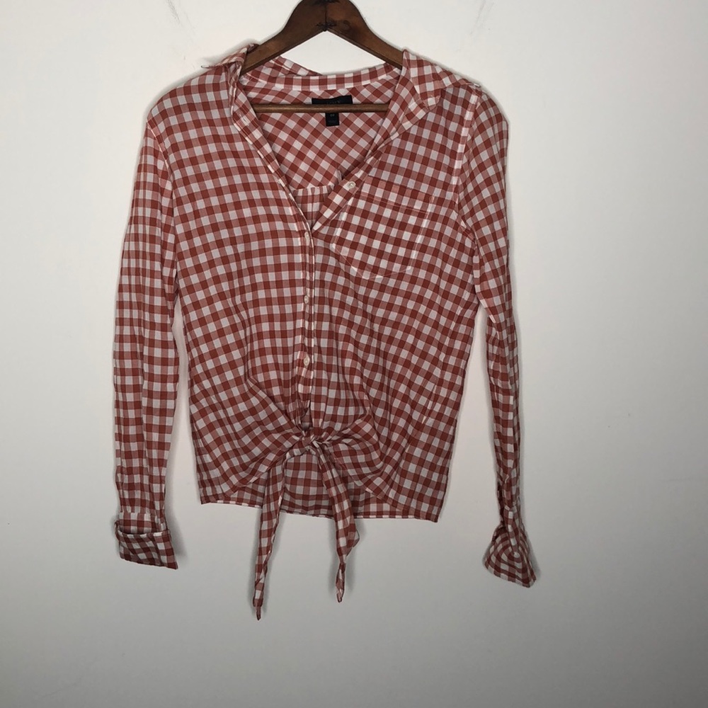J. Crew Red and White Checkered Button Down Shirt